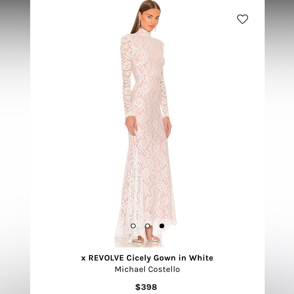Michael Costello White Gown, long sleeve, open back, brand new w/ tags size XS